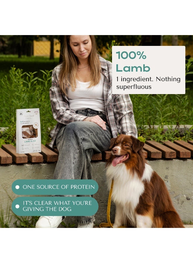 O2Pets Dog and Puppy Lamb Slice Hypoallergenic Treats – 100% Lamb Single Ingredient Snack – Healthy Choice for Sensitive Digestion, Food Sensitivities & Skin Support, High-Value Training Reward 70g - Image 3